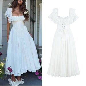 Selkie Ivory Cupid - White Midi Dress